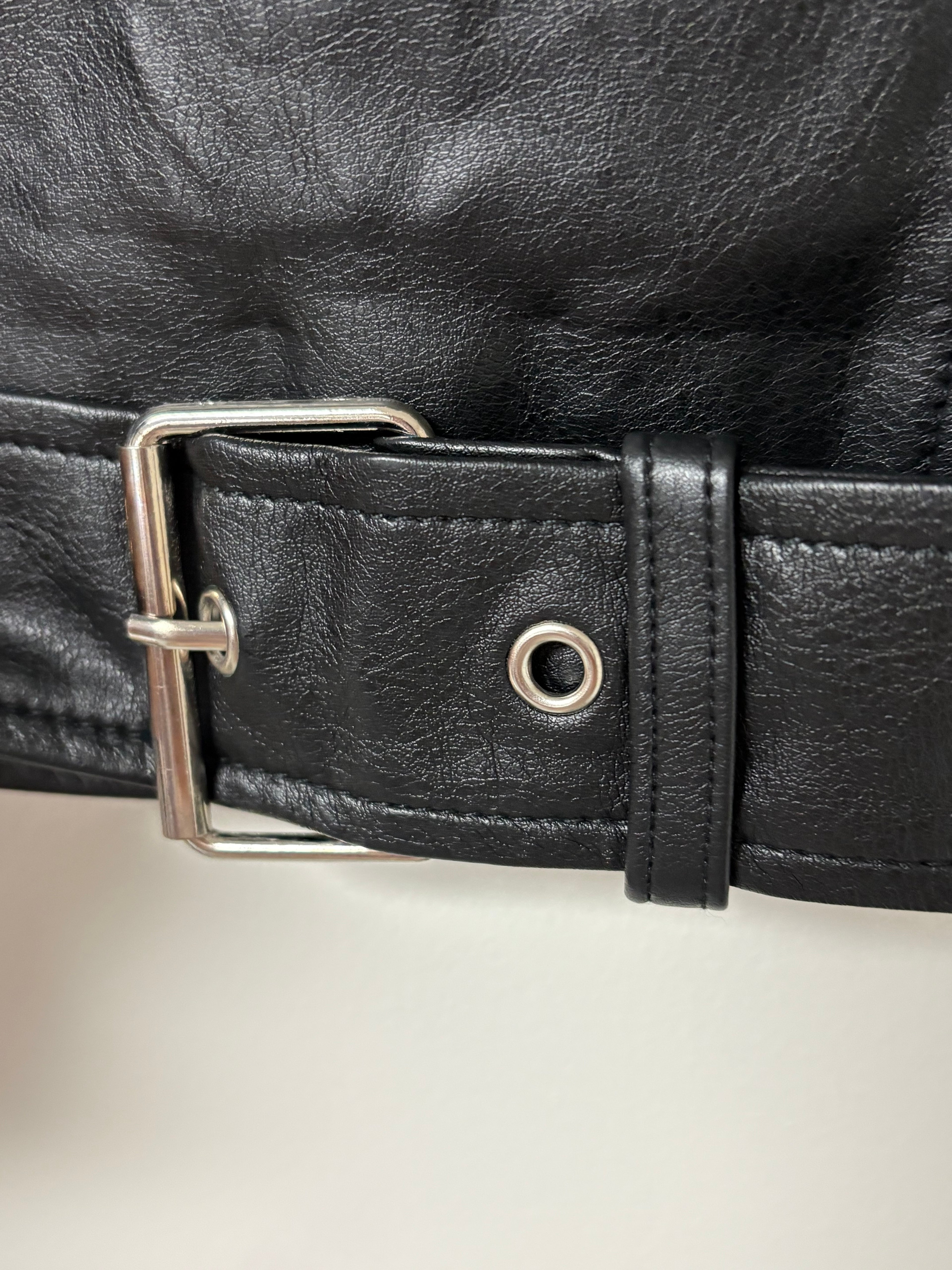 Zenana black faux leather moto jacket.