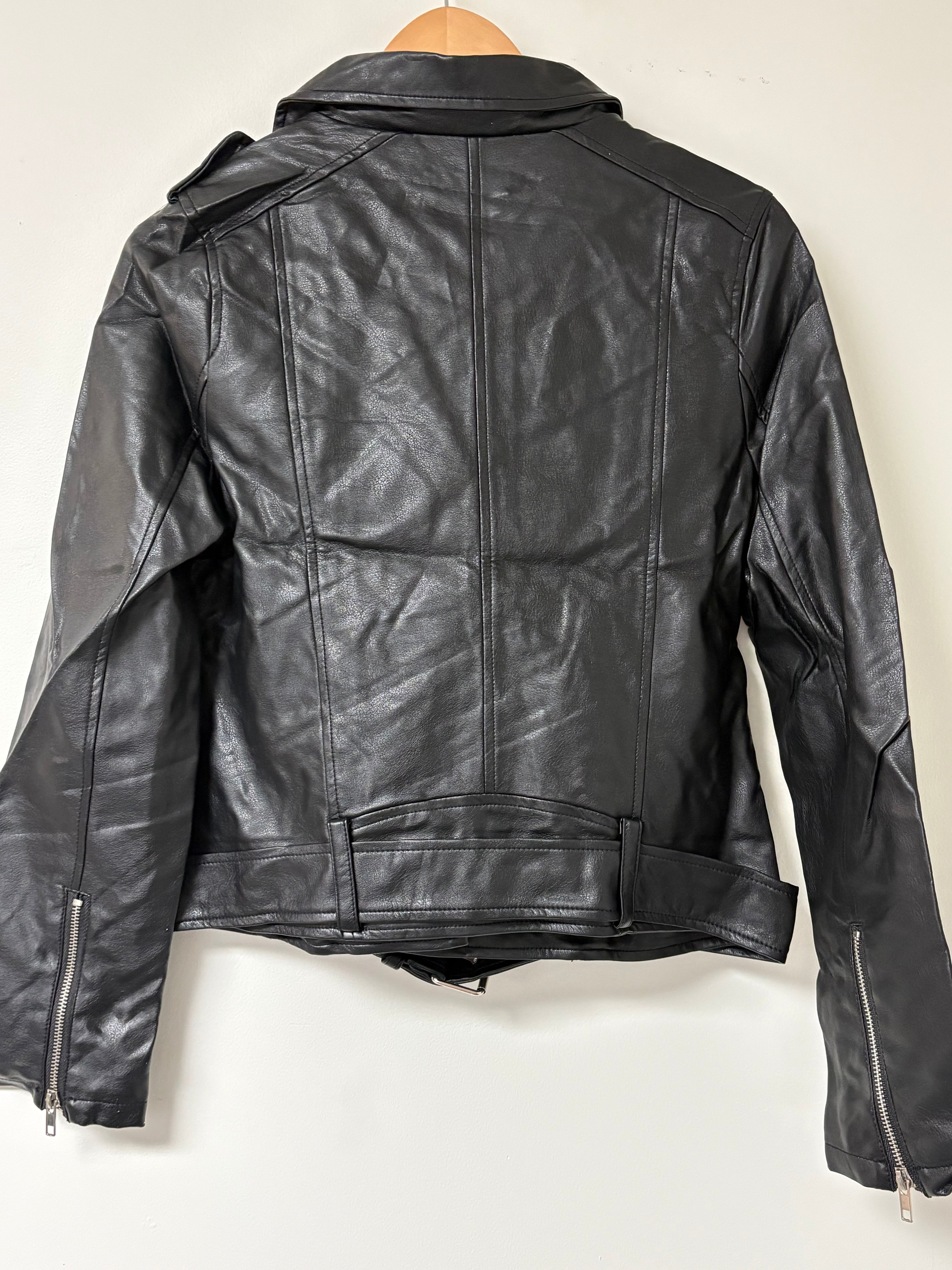 Zenana black faux leather moto jacket.