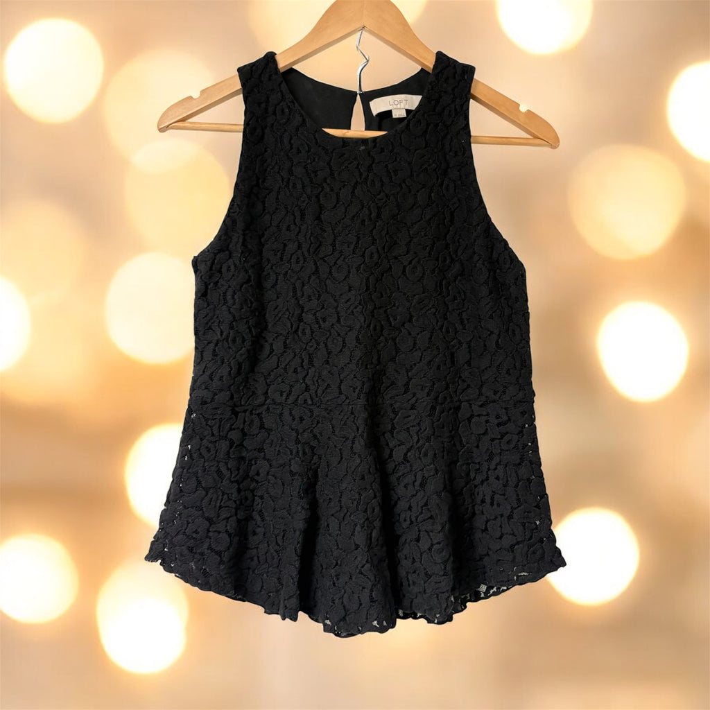 Loft Black Floral Lace Blouse