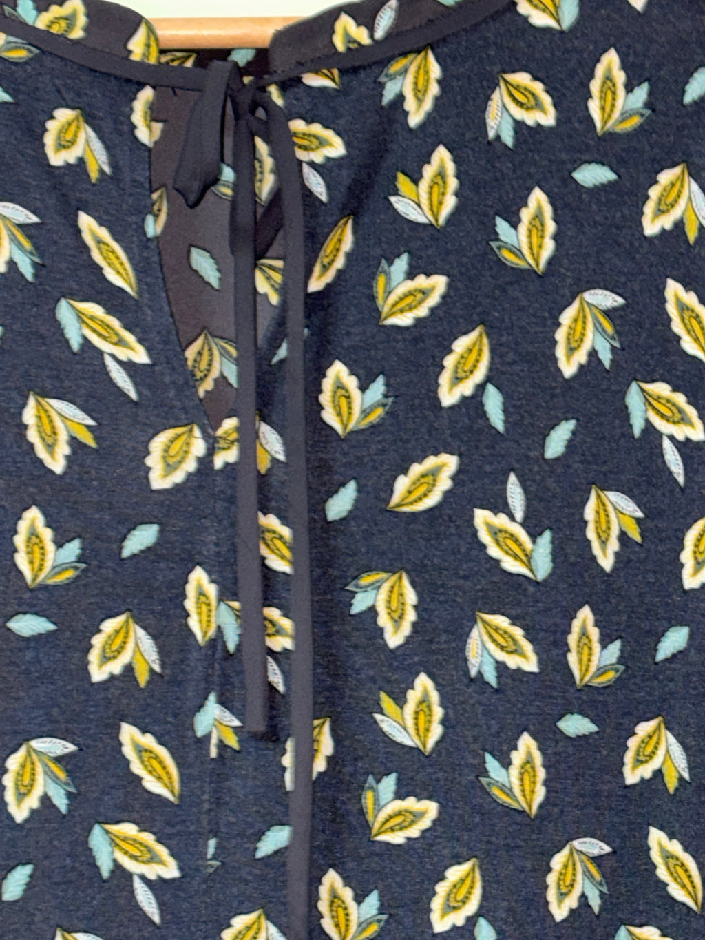 Loft Sleeveless Yellow & Navy Top