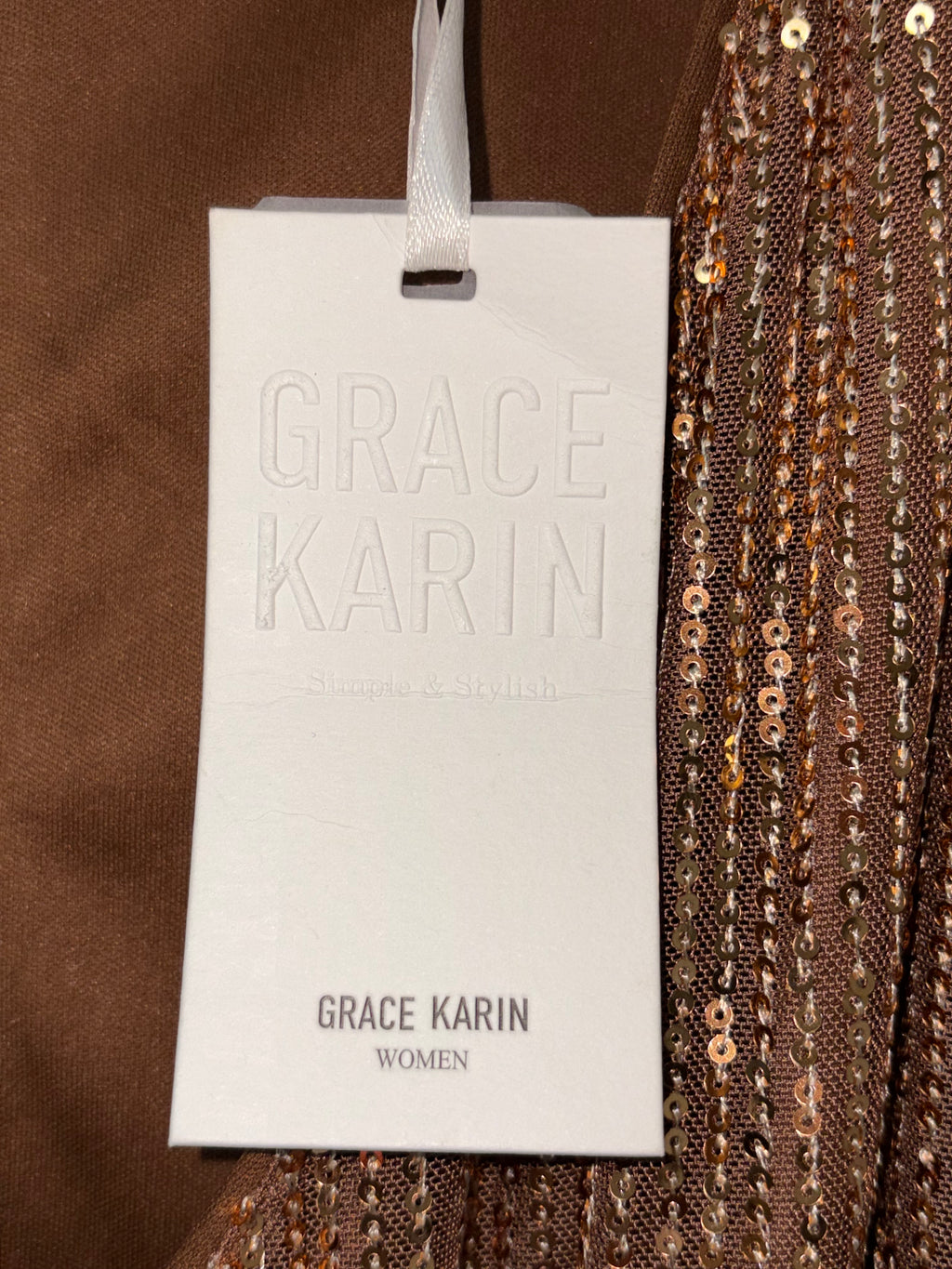 Grace Karin Brown Sequins Dress