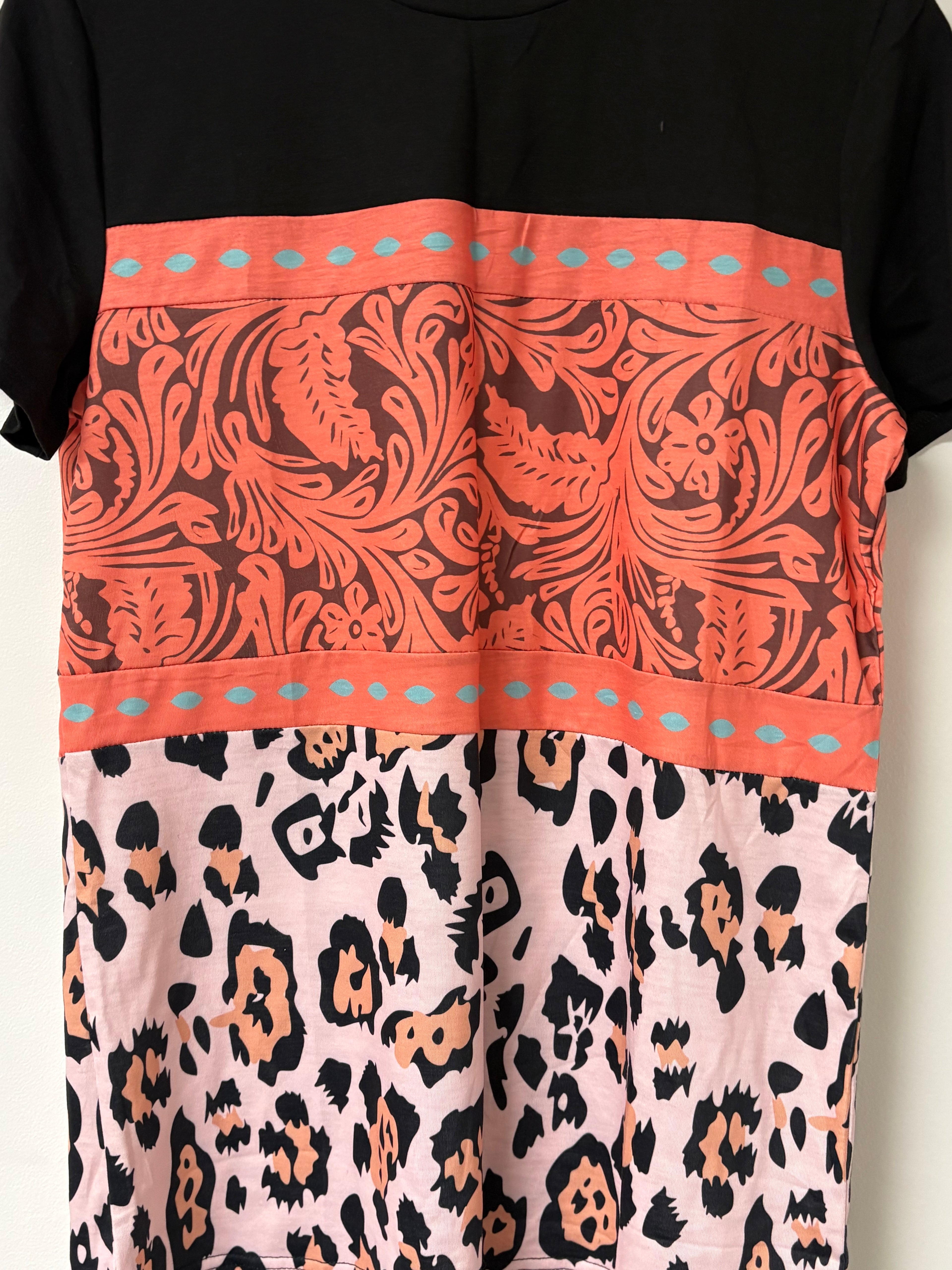 Coral Leopard Print Corral Tee