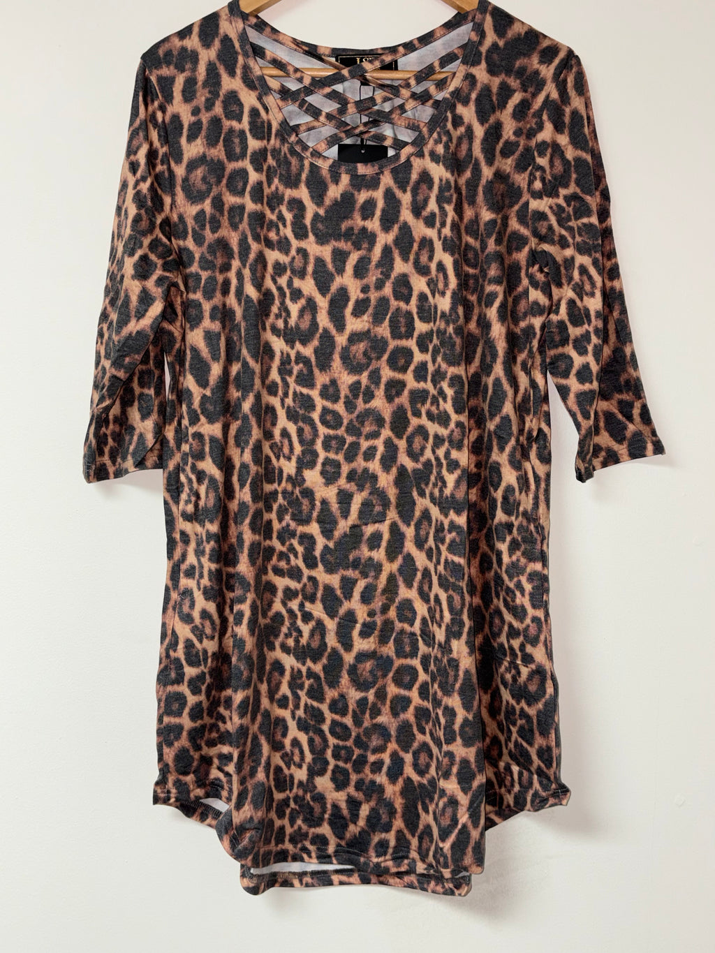 Lucky & Blessed Leopard Print Crisscross Dress