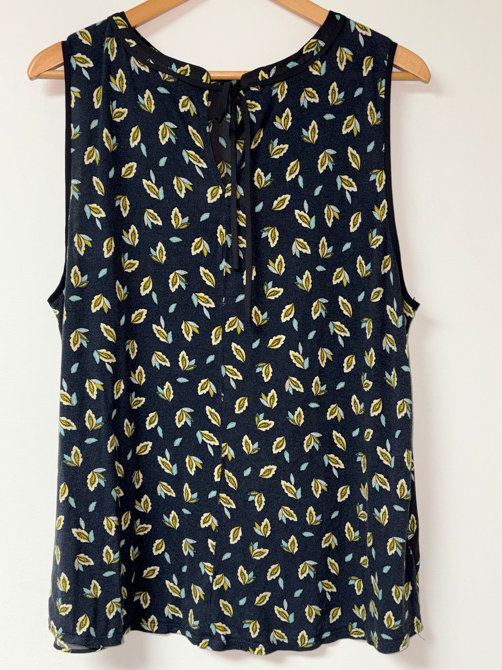 Loft Sleeveless Yellow & Navy Top