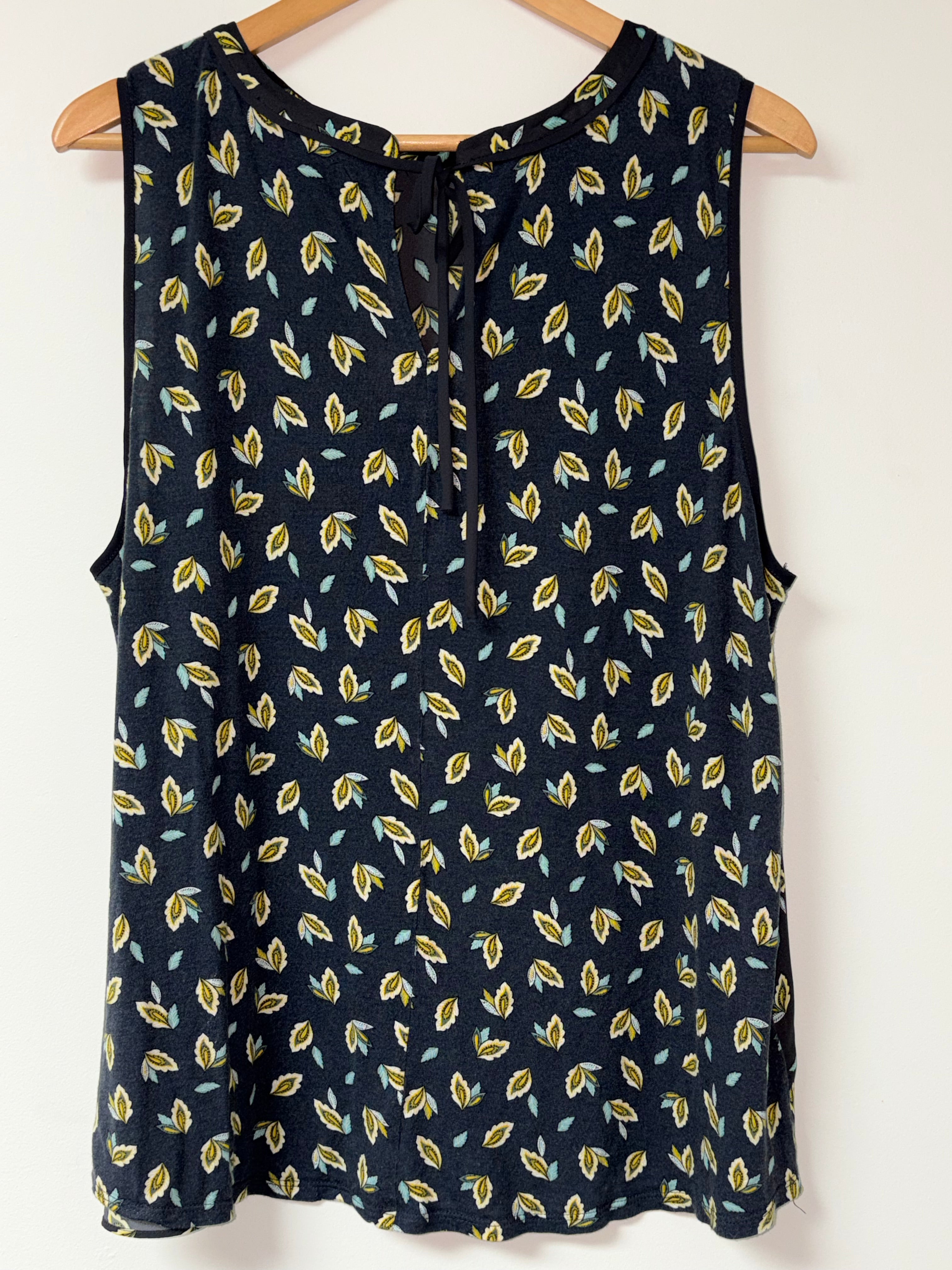 Loft Sleeveless Yellow & Navy Top