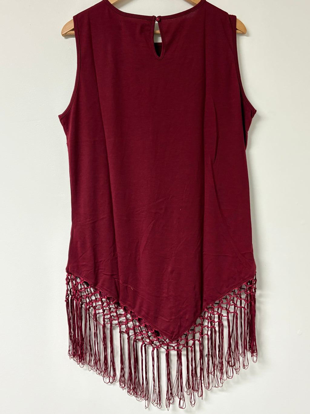 Maroon or Mint Sleeveless Fringe Top 😍