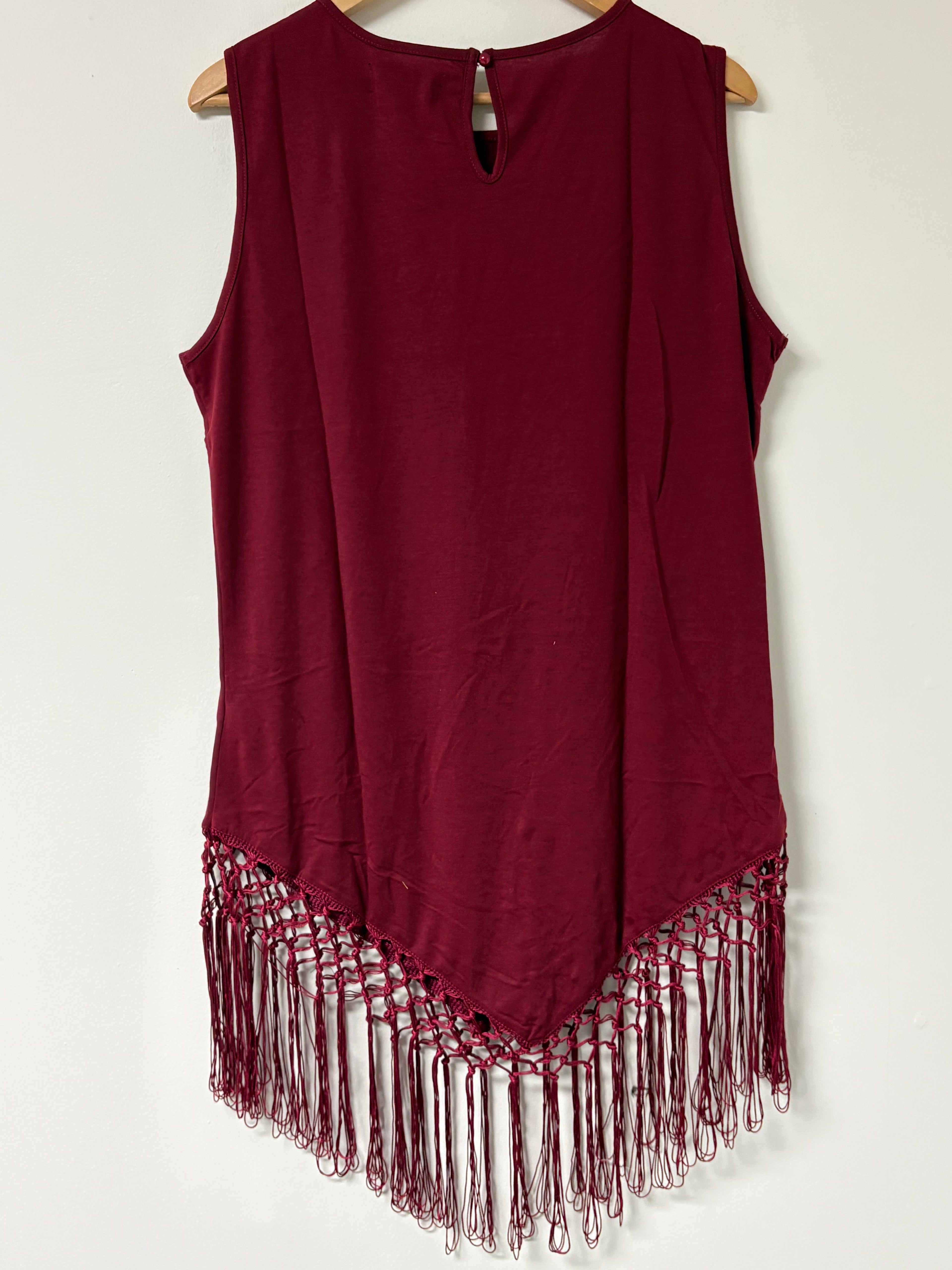 Maroon or Mint Sleeveless Fringe Top 😍