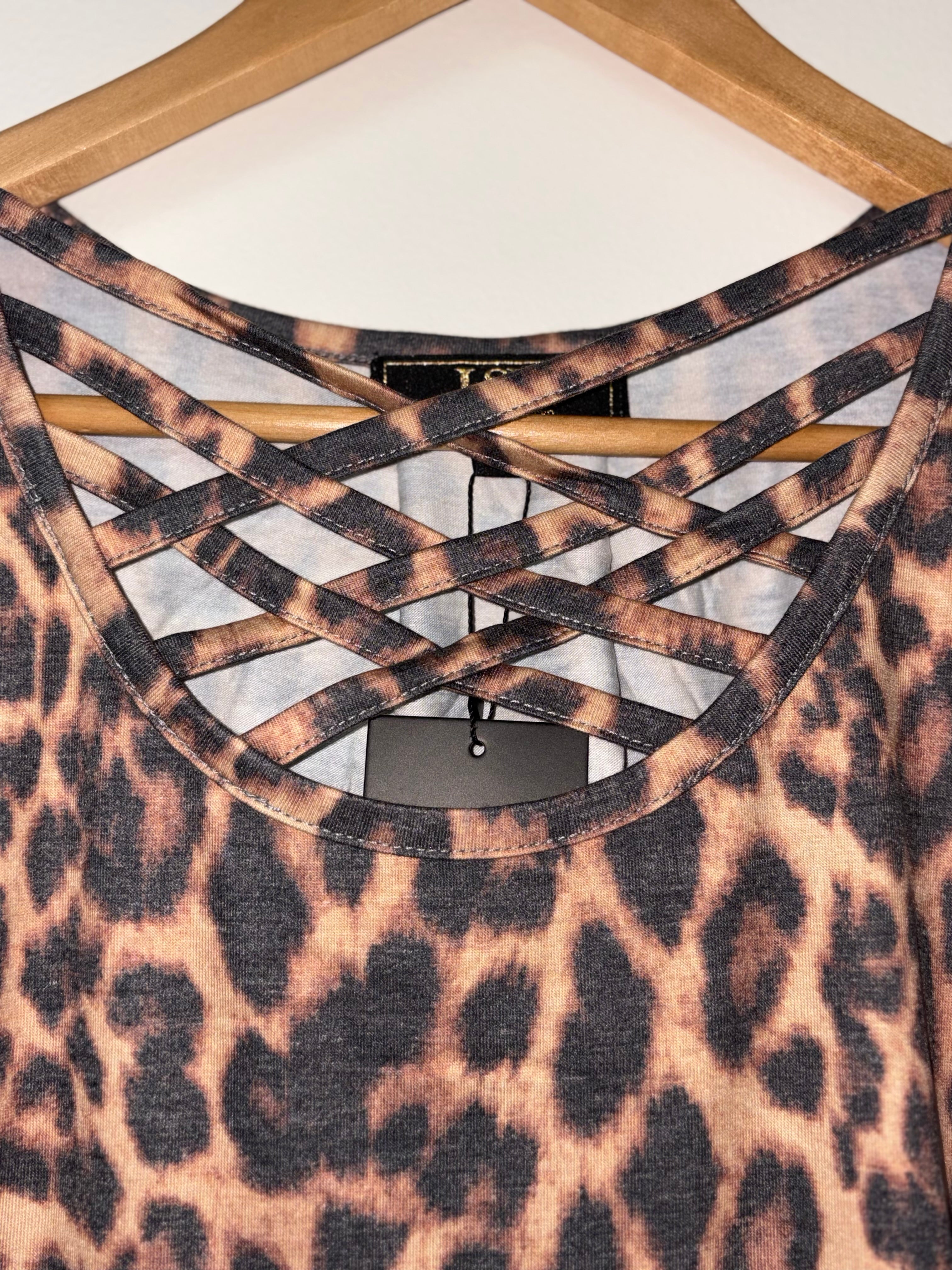 Lucky & Blessed Leopard Print Crisscross Dress