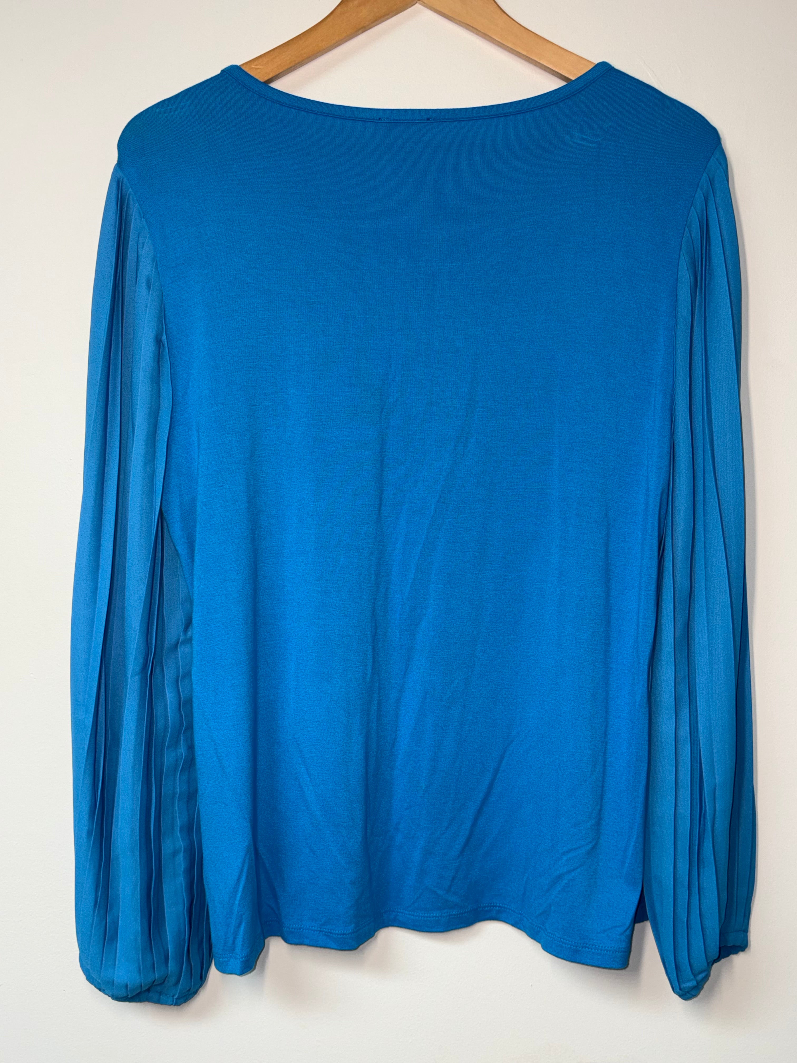 Talbots Blue Top with Detailed Sleeves | Size XL