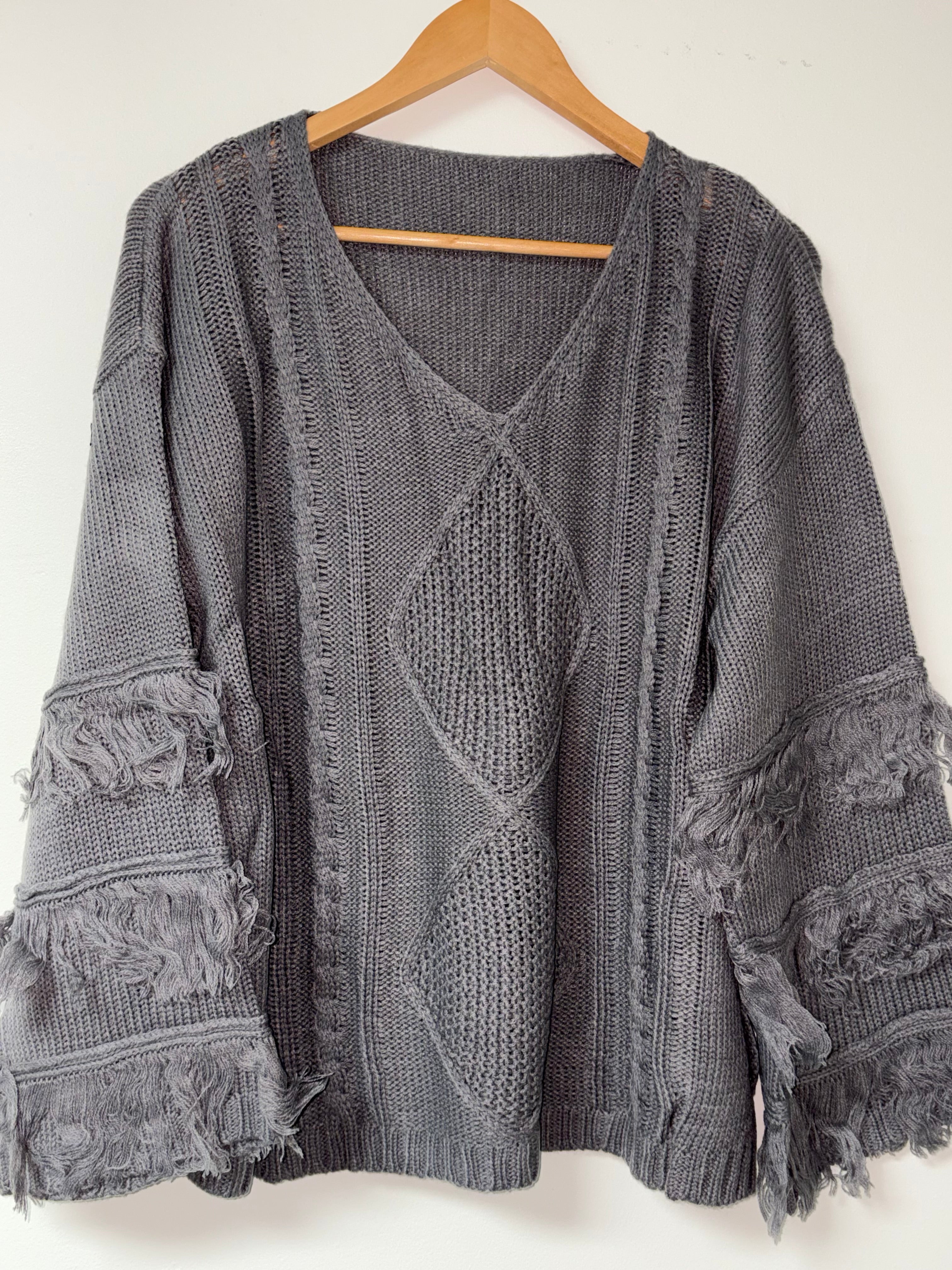 Gray Boho Sweater