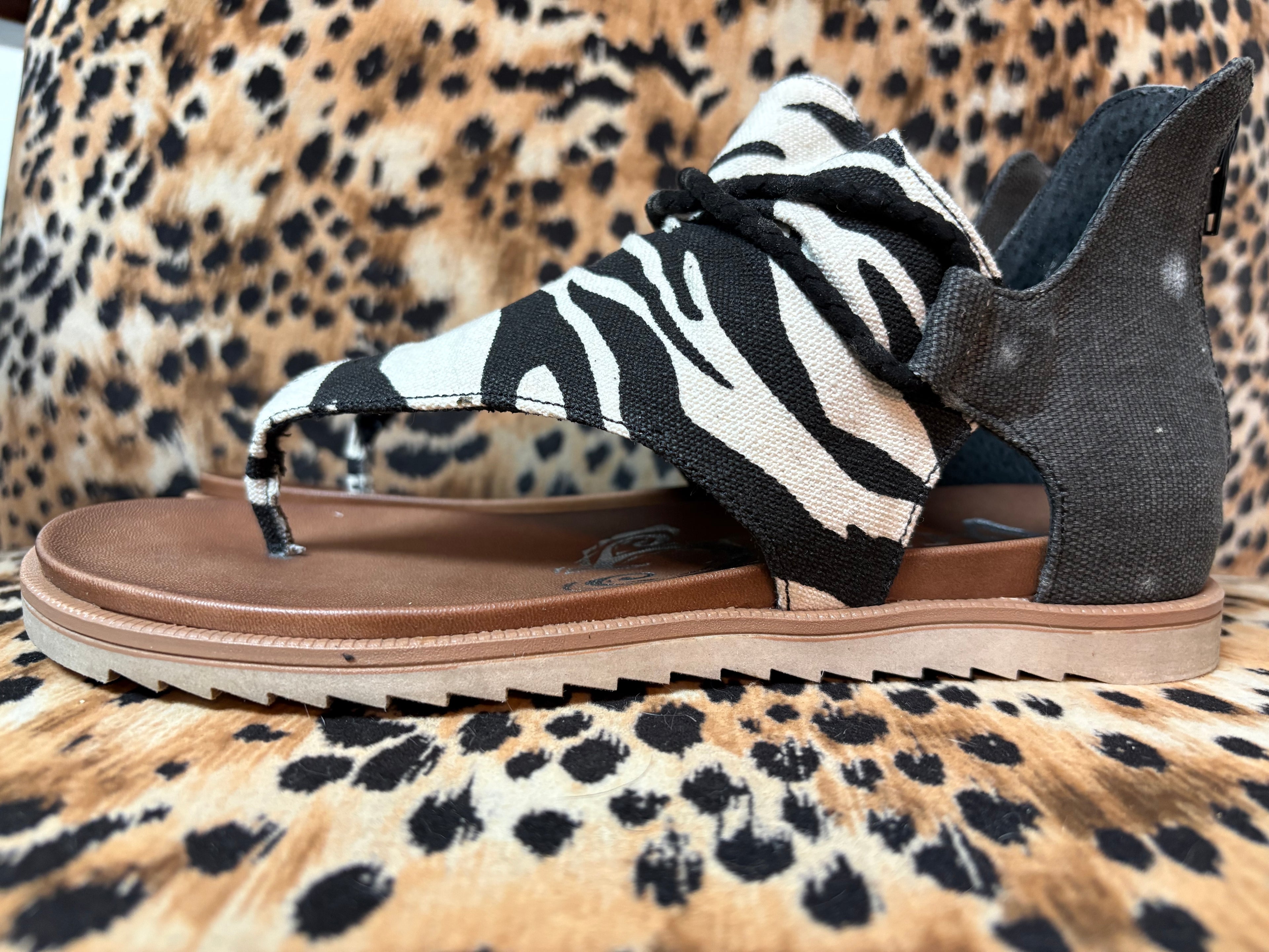 Zebra Print Thong Sandals