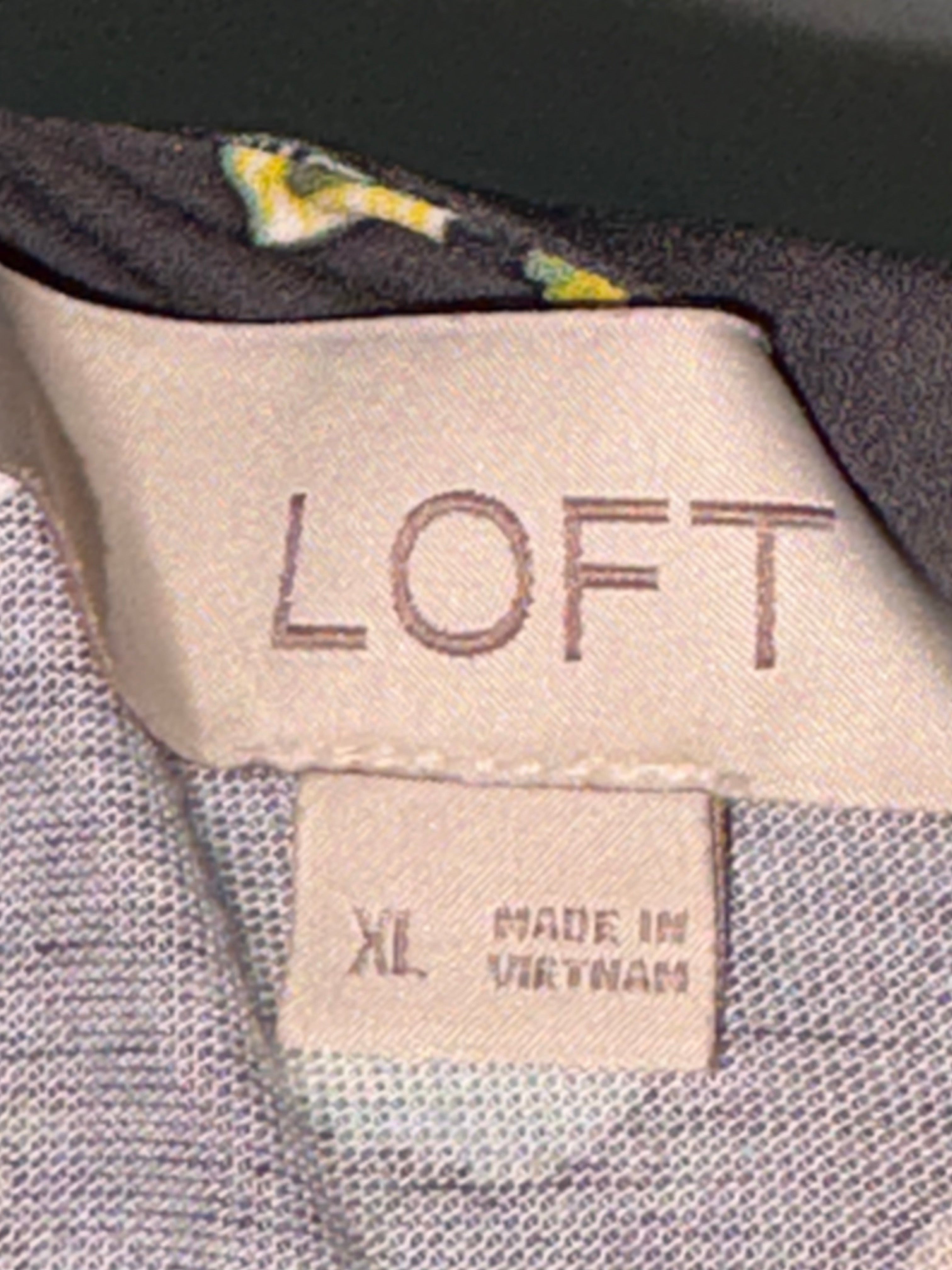 Loft Sleeveless Yellow & Navy Top