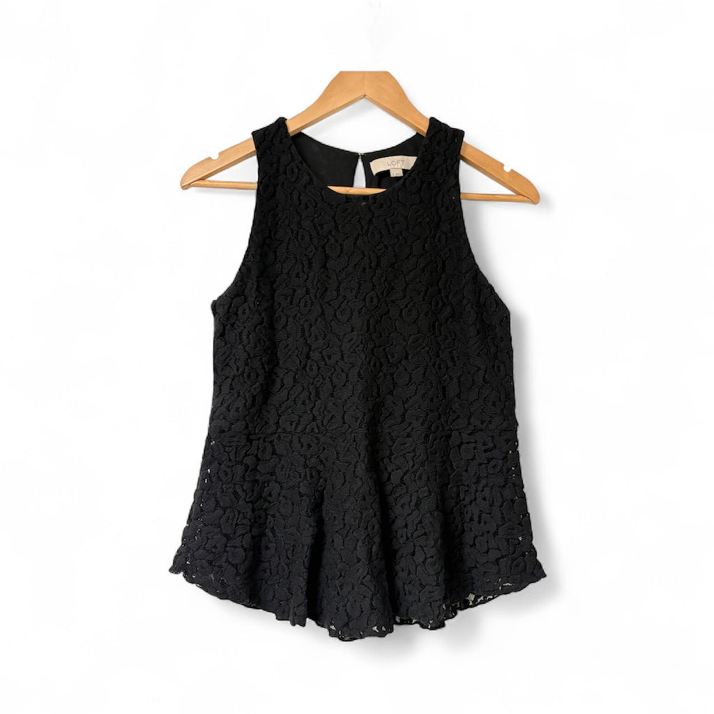 Loft Black Floral Lace Blouse