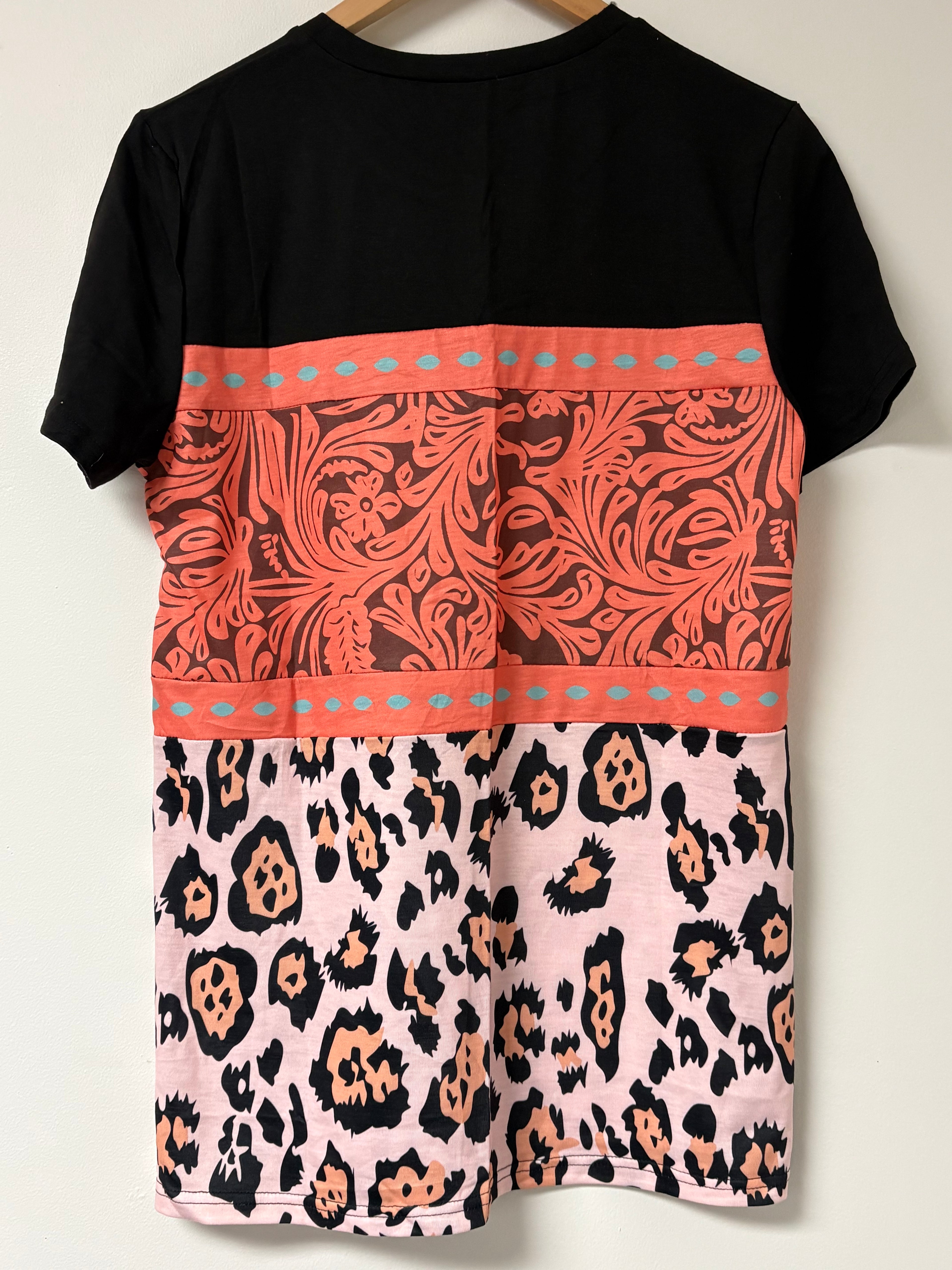 Coral Leopard Print Corral Tee