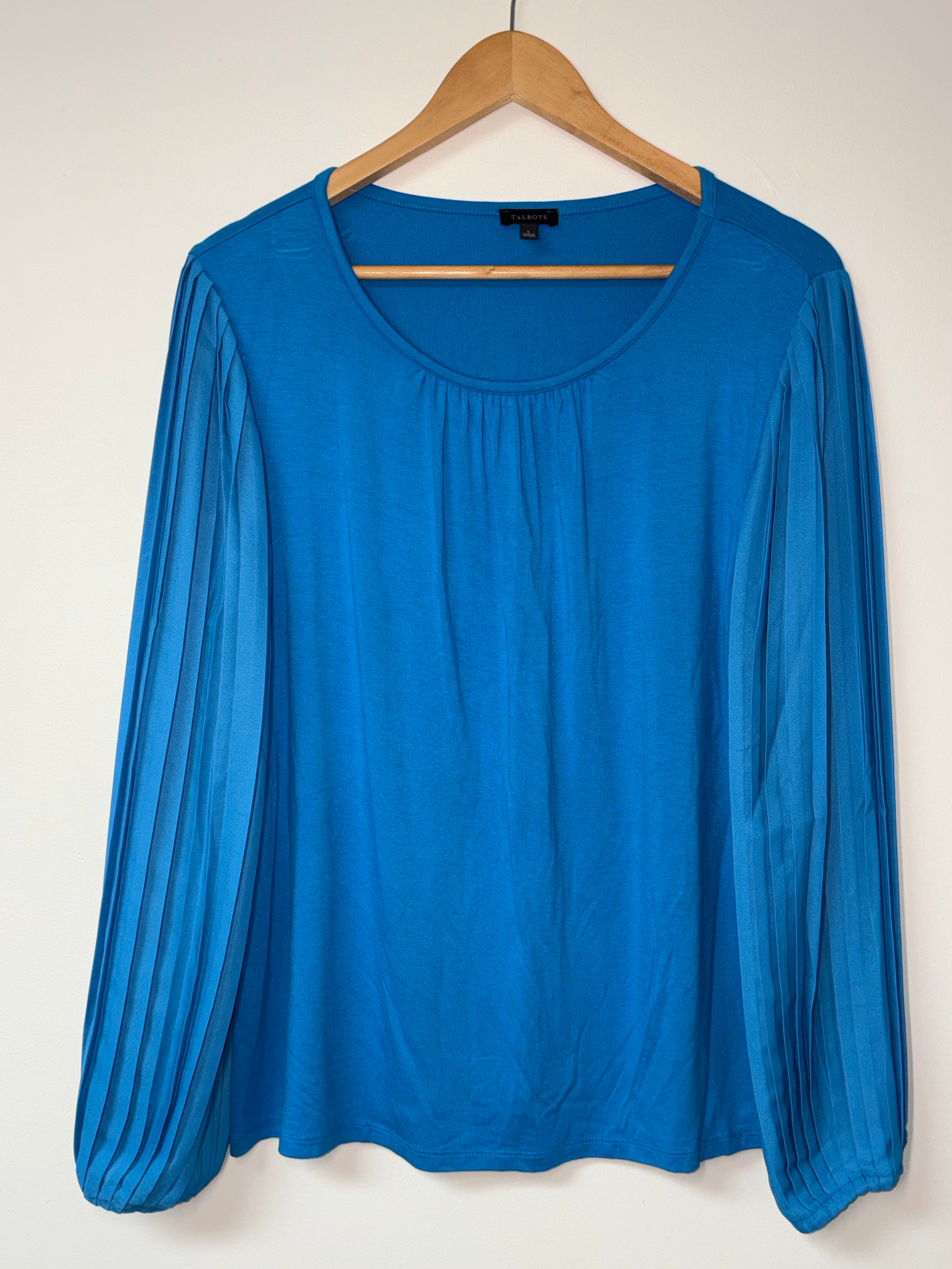 Talbots Blue Top with Detailed Sleeves | Size XL