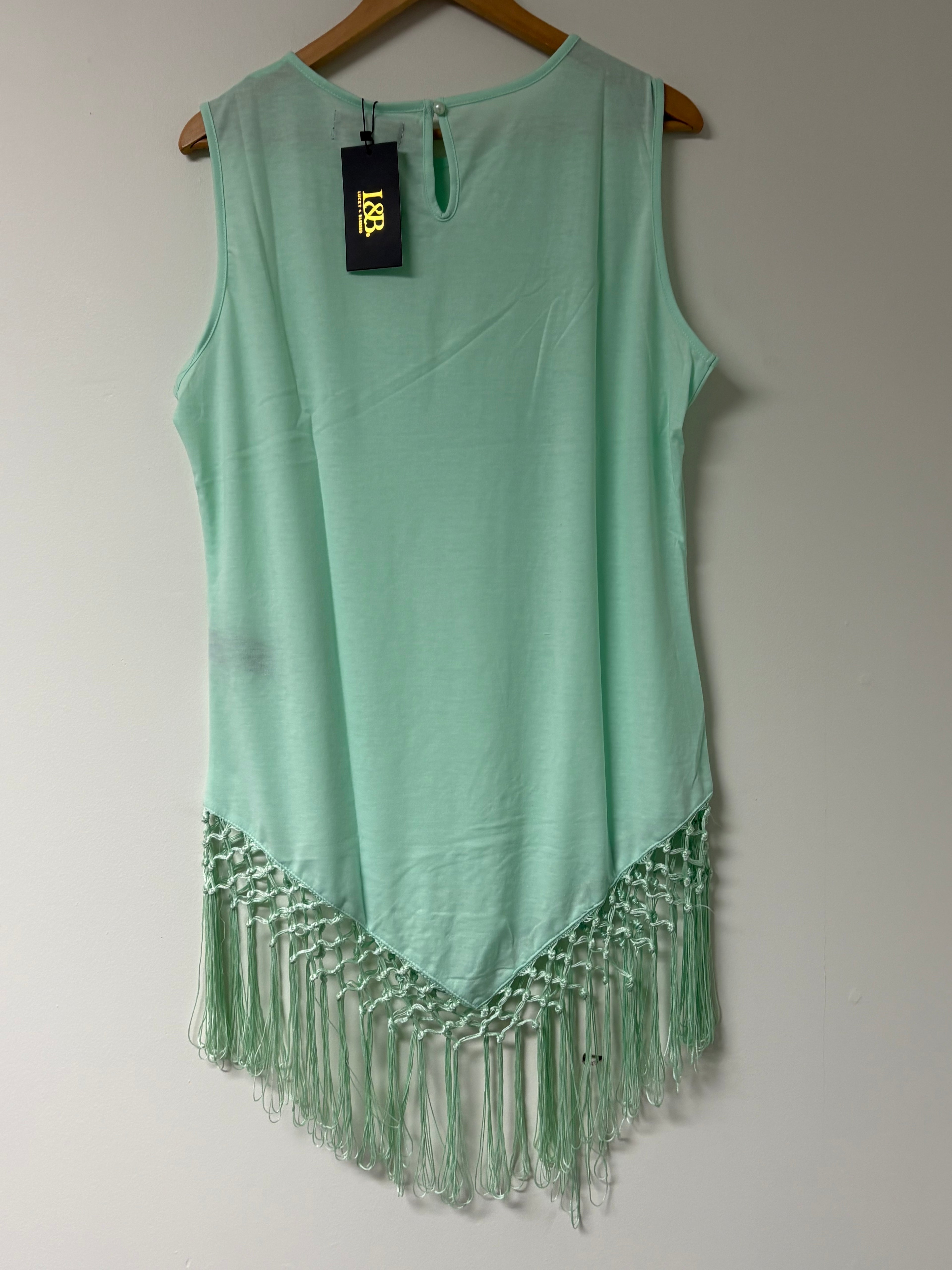 Maroon or Mint Sleeveless Fringe Top 😍