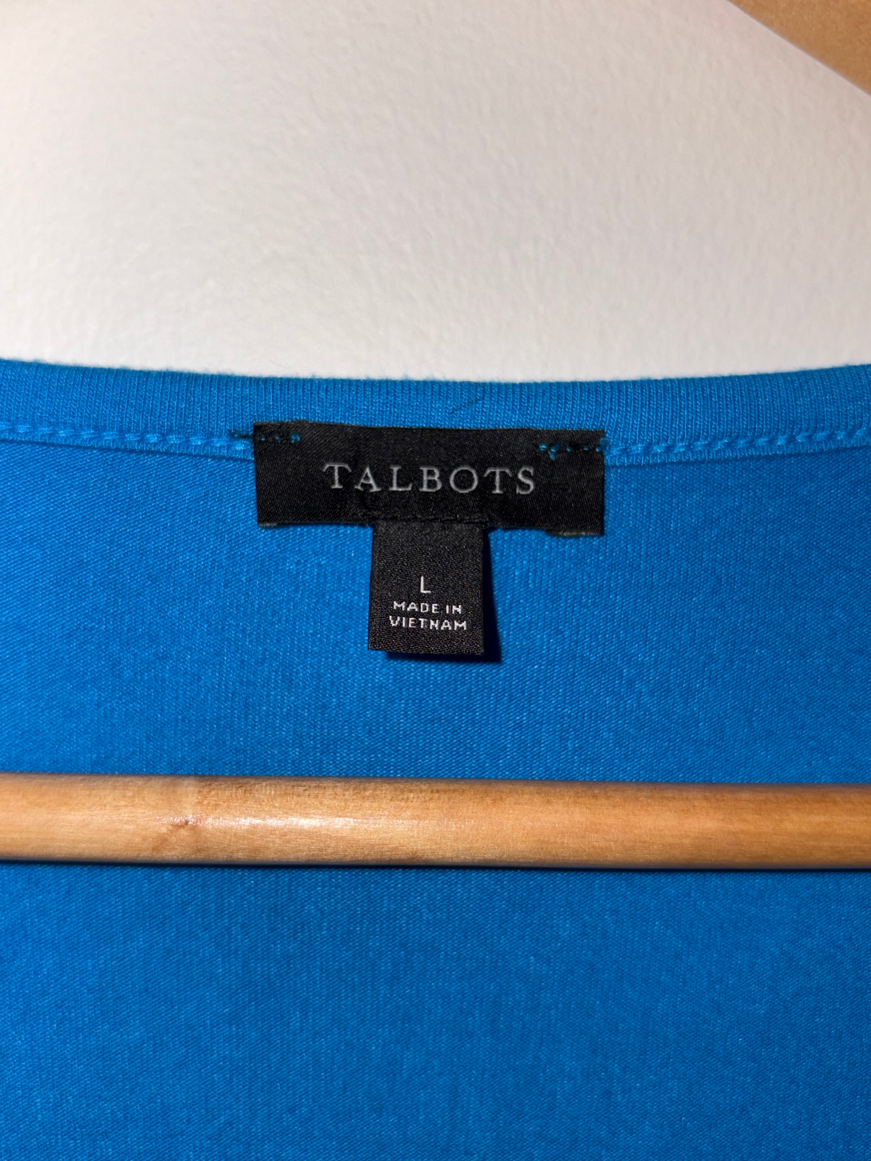Talbots Blue Top with Detailed Sleeves | Size XL