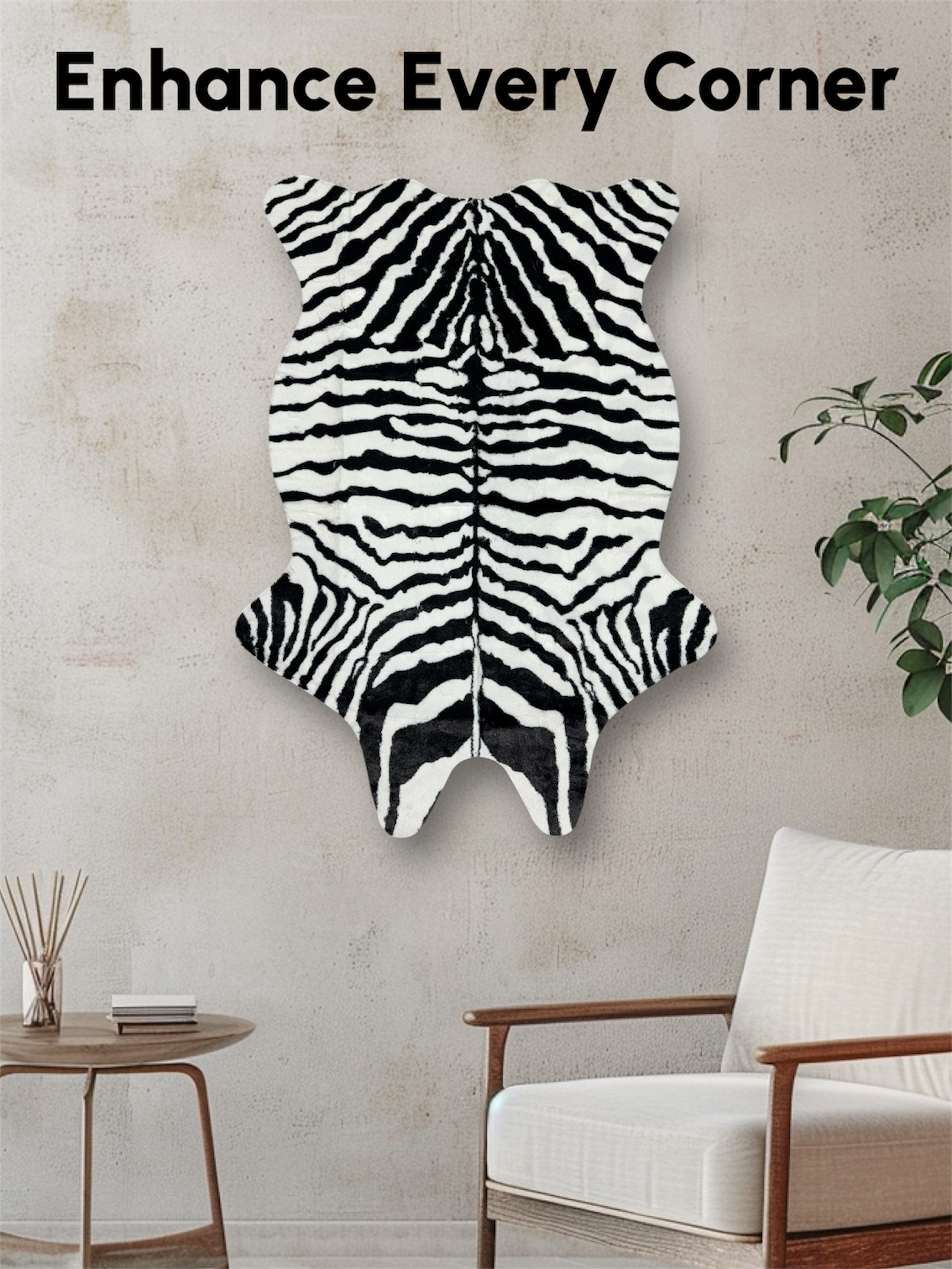 Zebra Faux Fur Rug