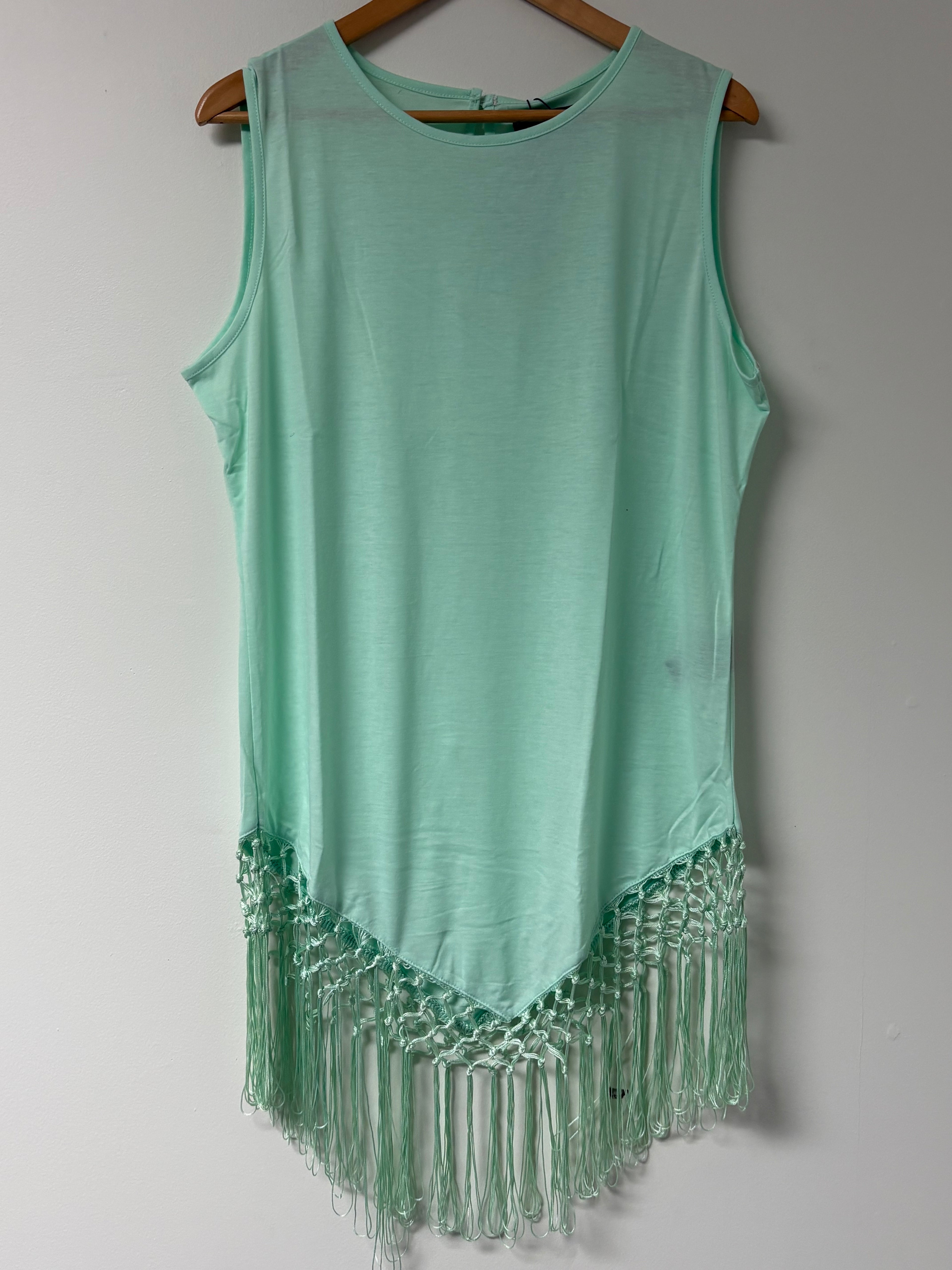 Maroon or Mint Sleeveless Fringe Top 😍