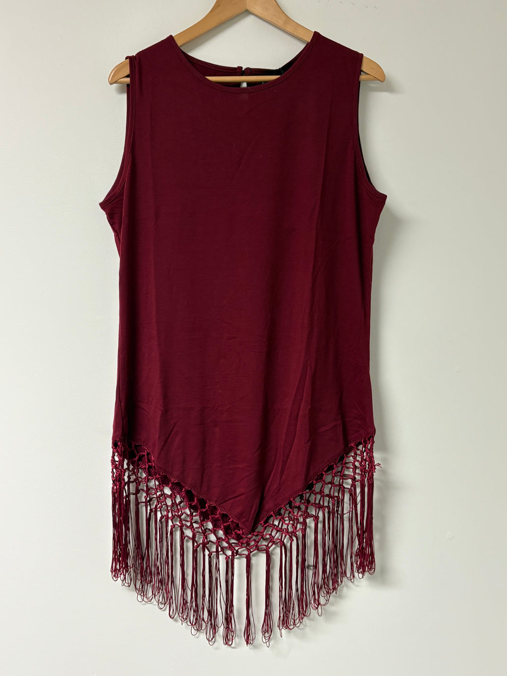 Maroon or Mint Sleeveless Fringe Top 😍