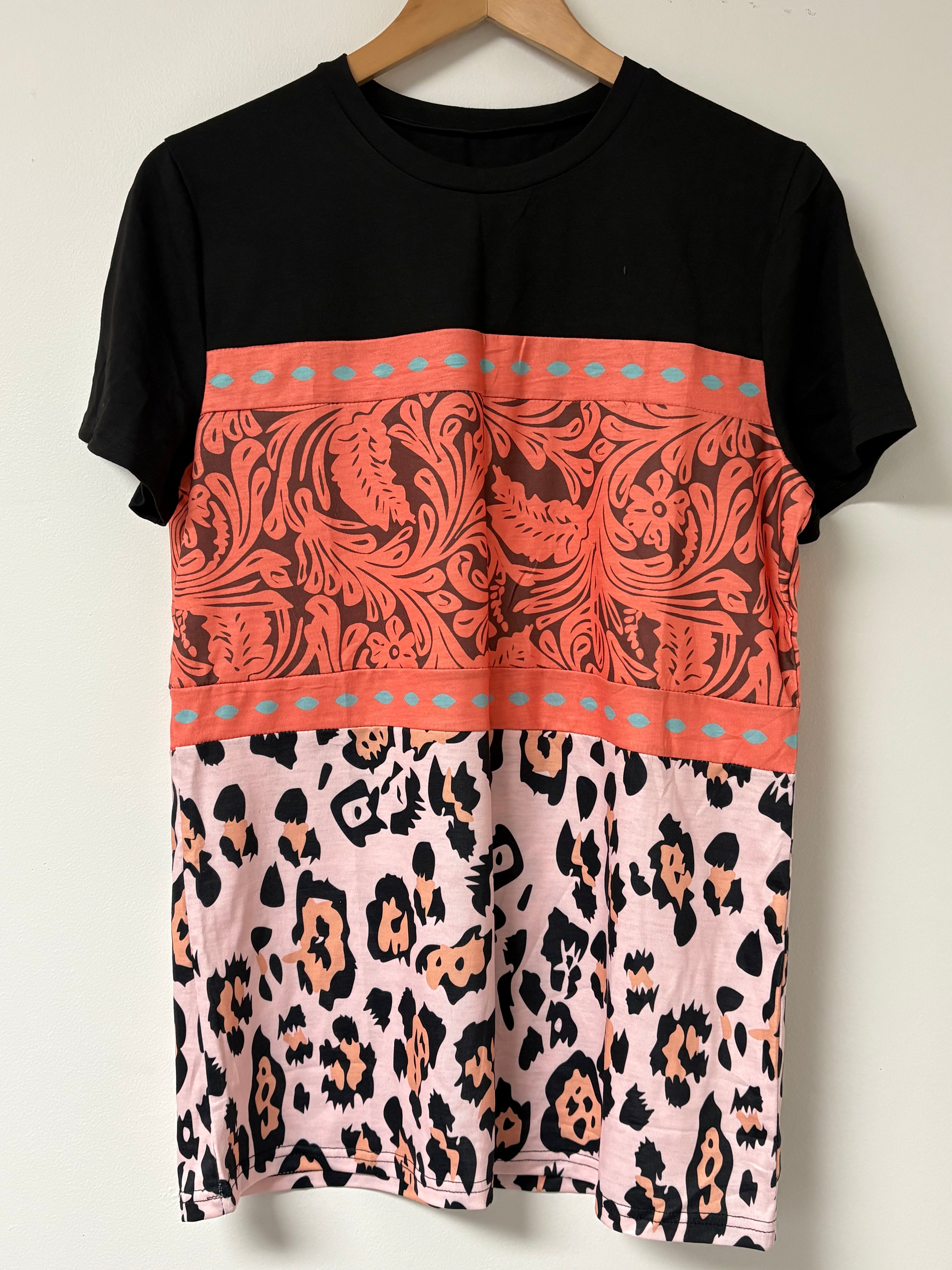 Coral Leopard Print Corral Tee